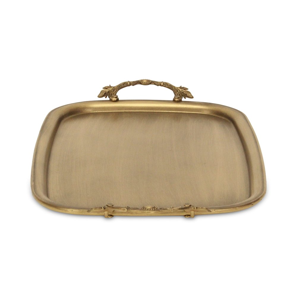 19" Antiqued Gold Cast Iron Handmade Vanity Tray