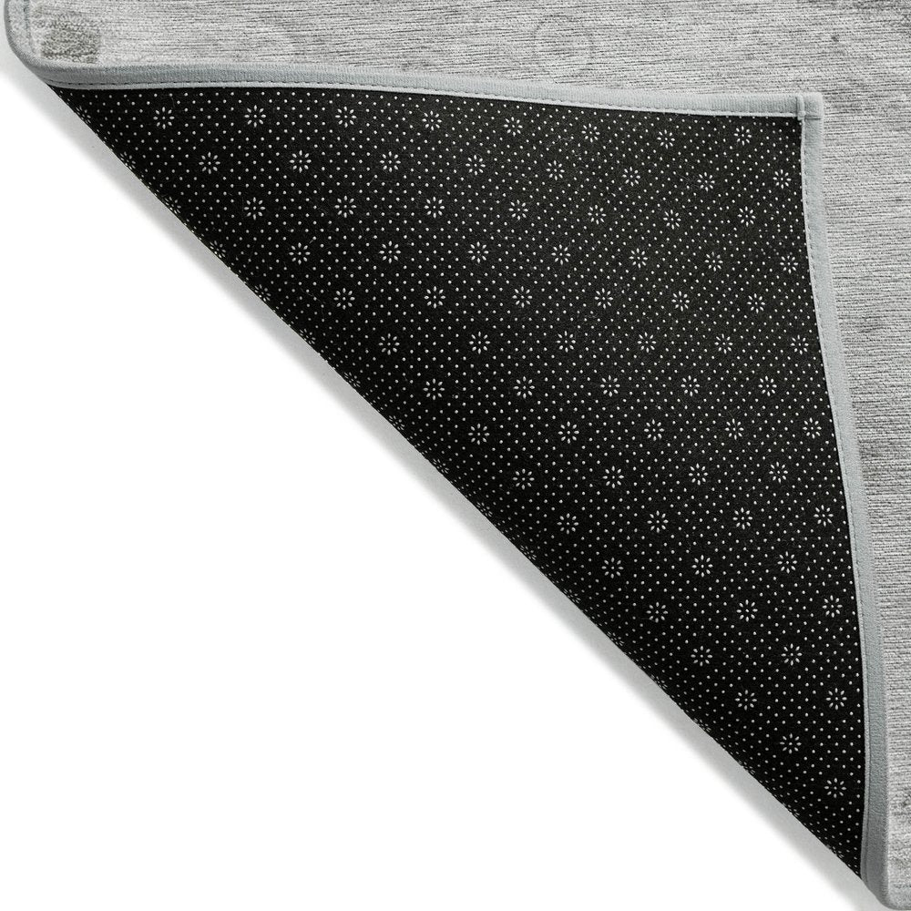3' X 5' Pewter Gray And Silver Abstract Washable Indoor Outdoor Area Rug