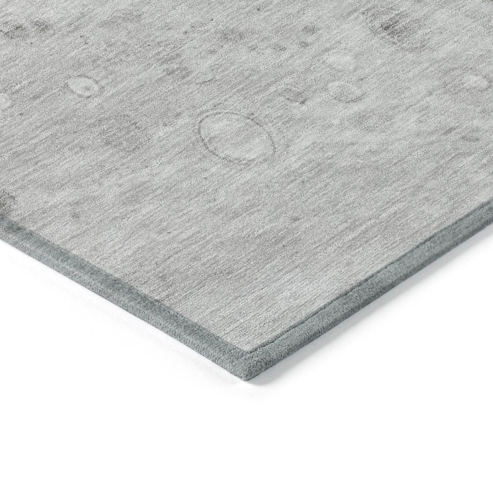 3' X 5' Pewter Gray And Silver Abstract Washable Indoor Outdoor Area Rug
