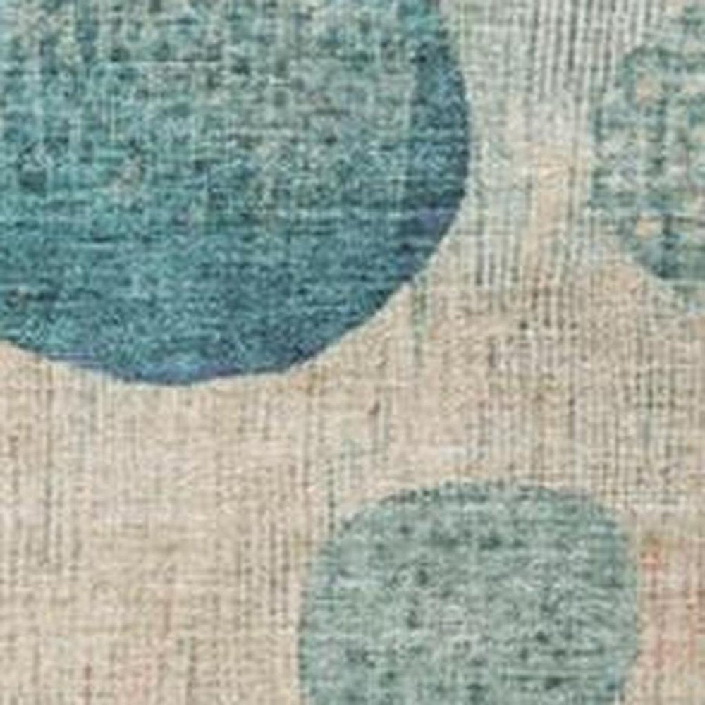 3' X 5' Teal Blue And Blush Geometric Washable Indoor Outdoor Area Rug