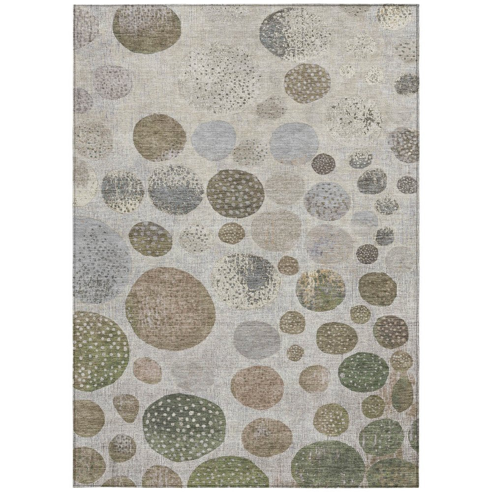 3' X 5' Taupe And Ivory Geometric Washable Indoor Outdoor Area Rug
