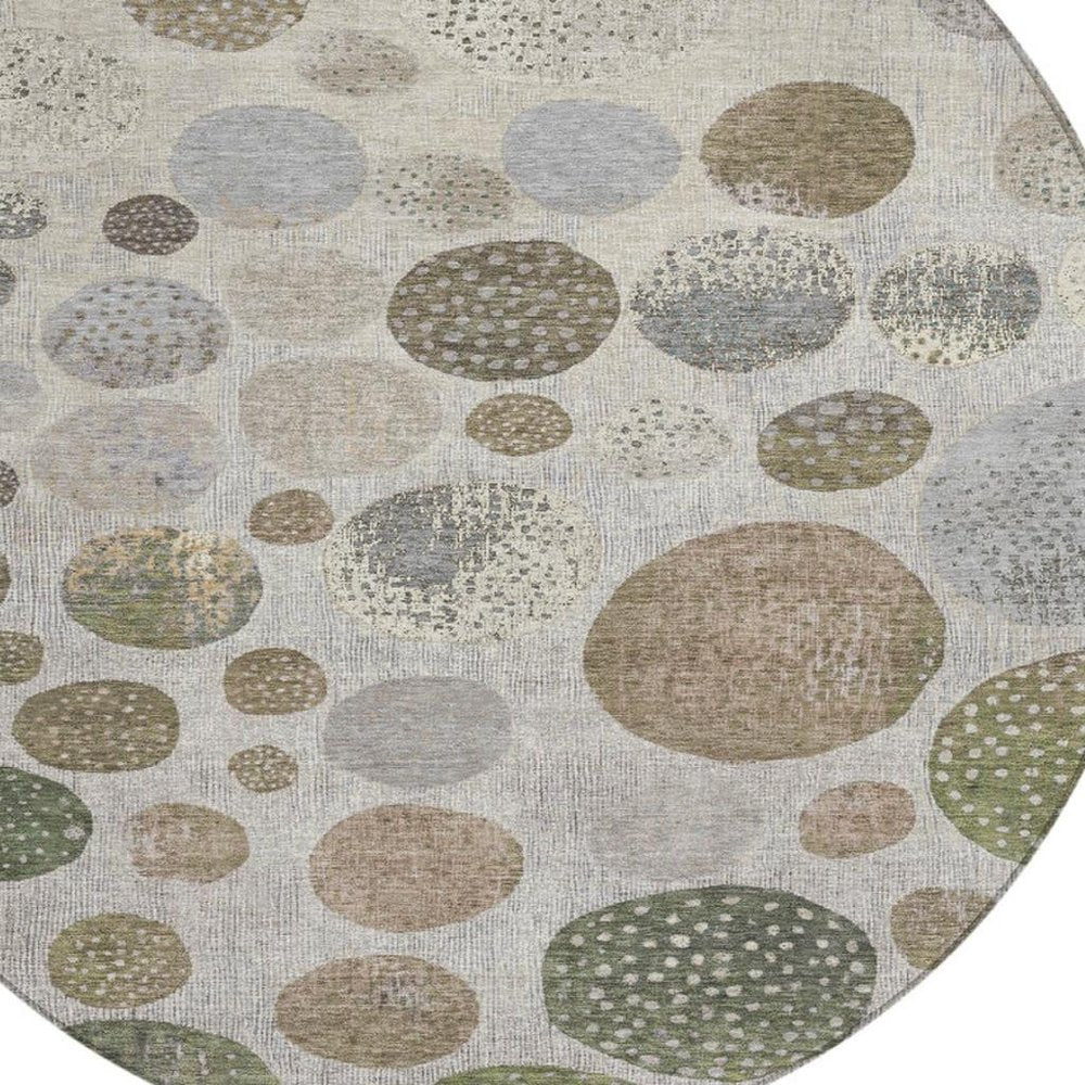 3' X 5' Taupe And Ivory Geometric Washable Indoor Outdoor Area Rug