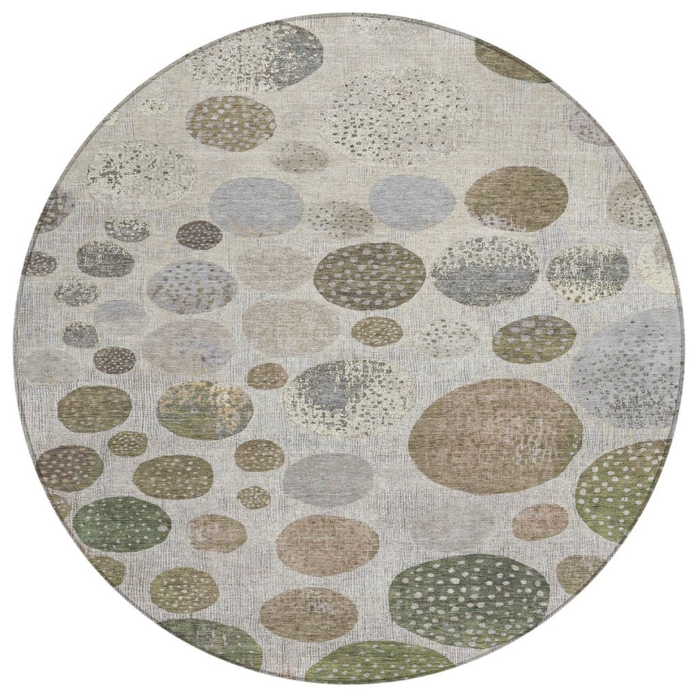 3' X 5' Taupe And Ivory Geometric Washable Indoor Outdoor Area Rug