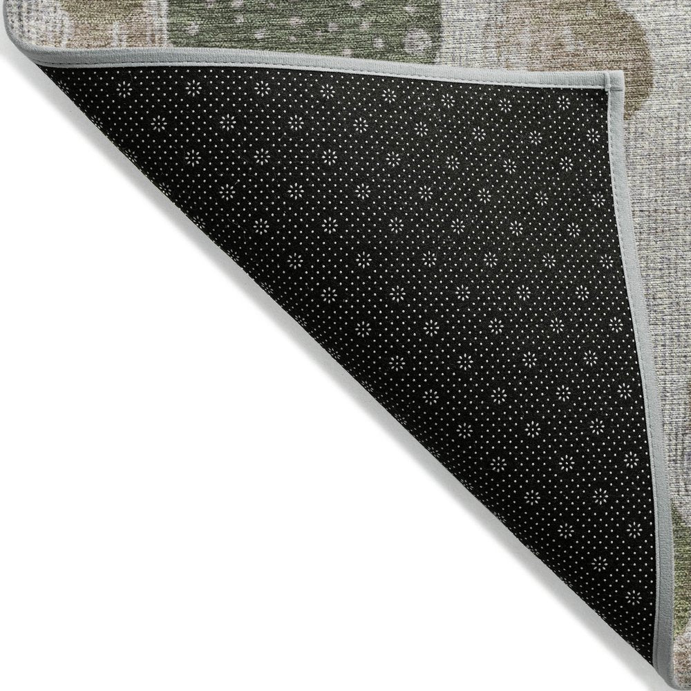 3' X 5' Taupe And Ivory Geometric Washable Indoor Outdoor Area Rug