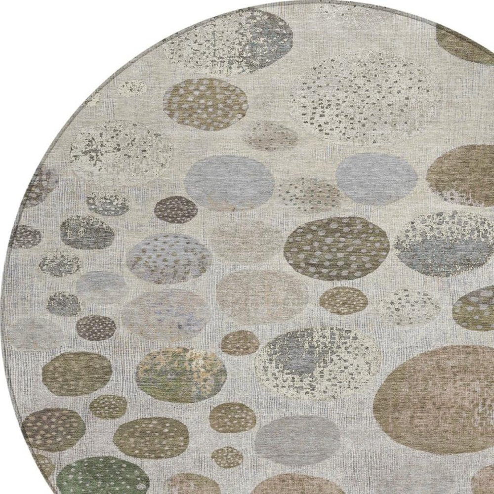 3' X 5' Taupe And Ivory Geometric Washable Indoor Outdoor Area Rug