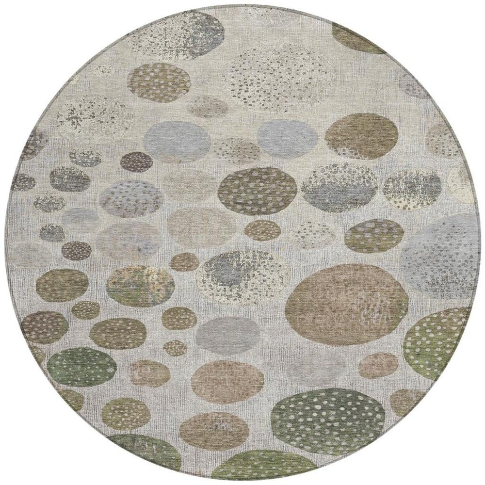 3' X 5' Taupe And Ivory Geometric Washable Indoor Outdoor Area Rug