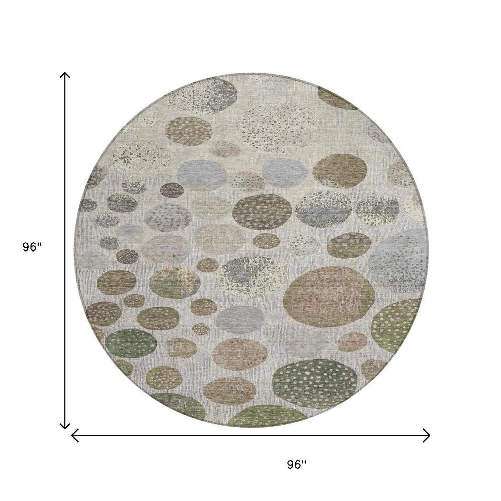 3' X 5' Taupe And Ivory Geometric Washable Indoor Outdoor Area Rug