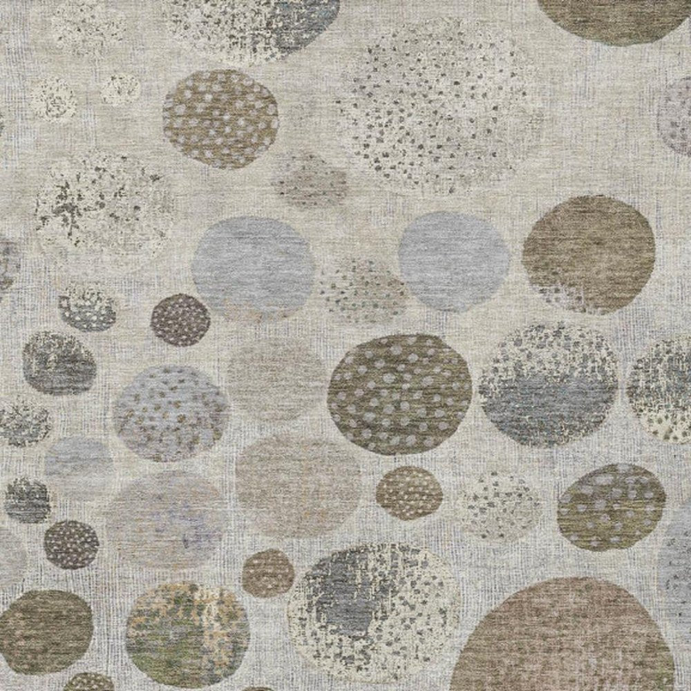 3' X 5' Taupe And Ivory Geometric Washable Indoor Outdoor Area Rug
