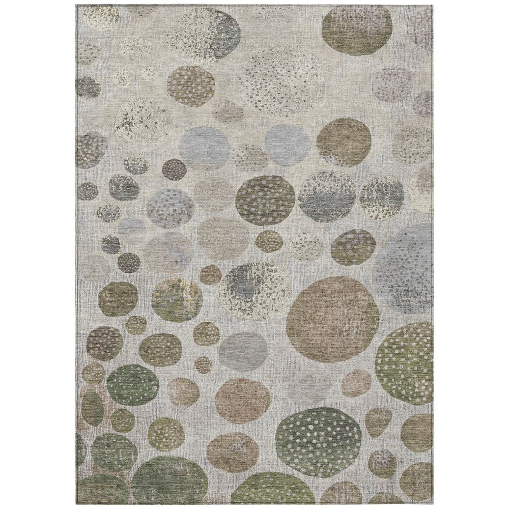 3' X 5' Taupe And Ivory Geometric Washable Indoor Outdoor Area Rug