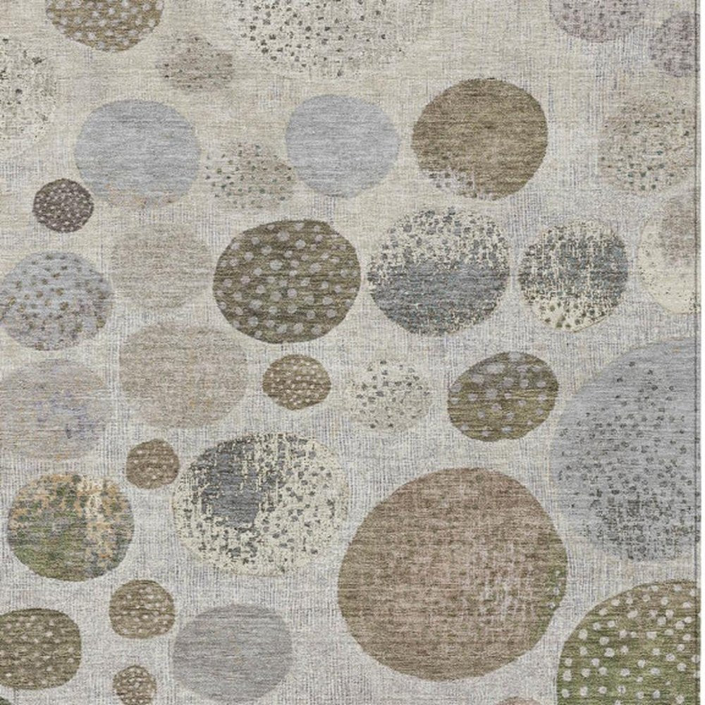 3' X 5' Taupe And Ivory Geometric Washable Indoor Outdoor Area Rug