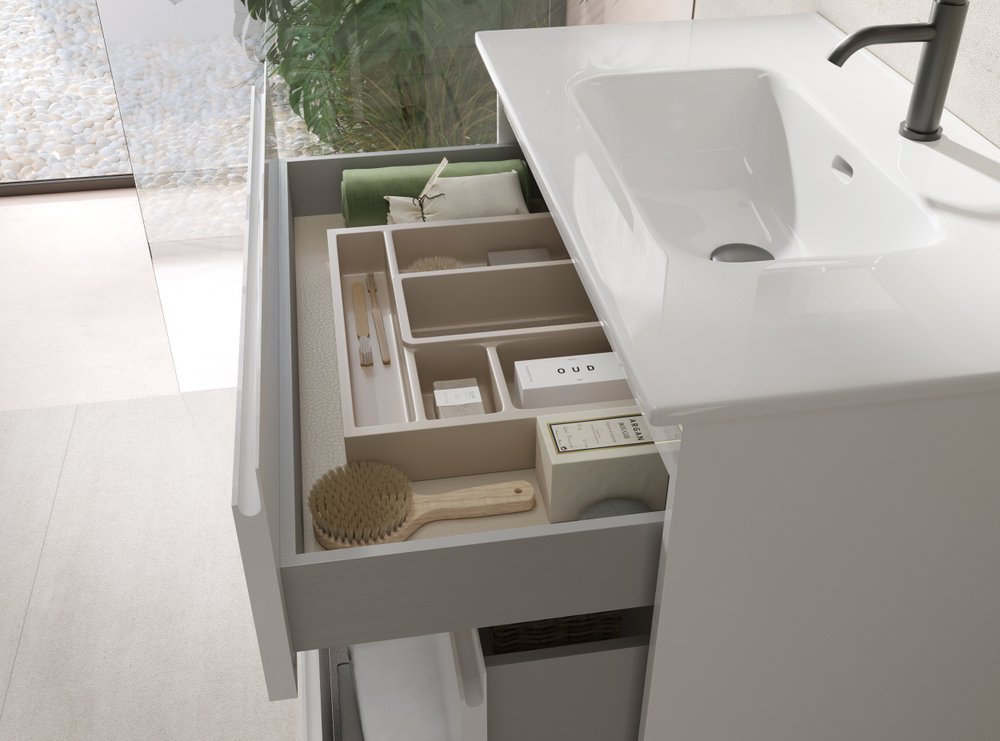 36" White Wood Freestanding Bathroom Vanity With White Sink And Three Drawers