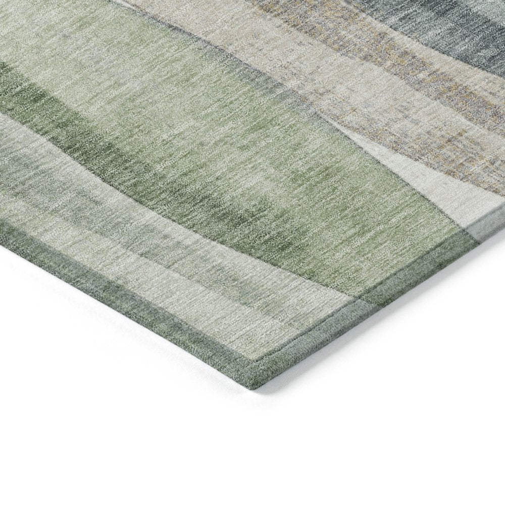 3' X 5' Fern Green And Gray Abstract Washable Indoor Outdoor Area Rug