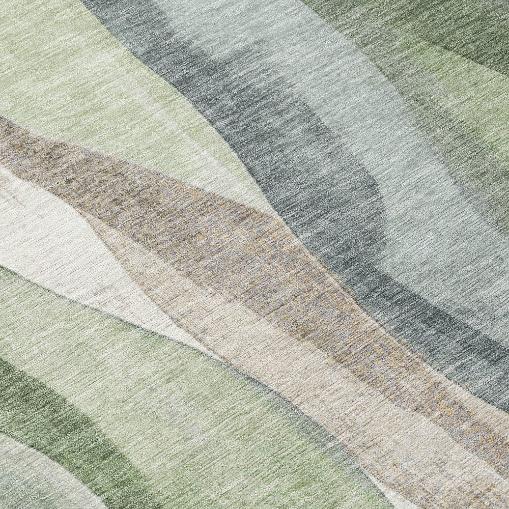 3' X 5' Fern Green And Gray Abstract Washable Indoor Outdoor Area Rug