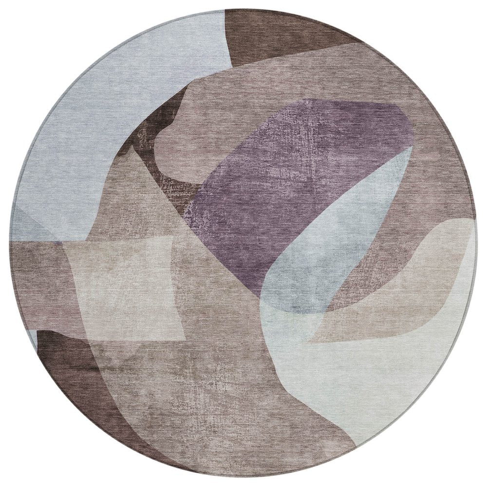 3' X 5' Brown And Taupe Abstract Washable Indoor Outdoor Area Rug