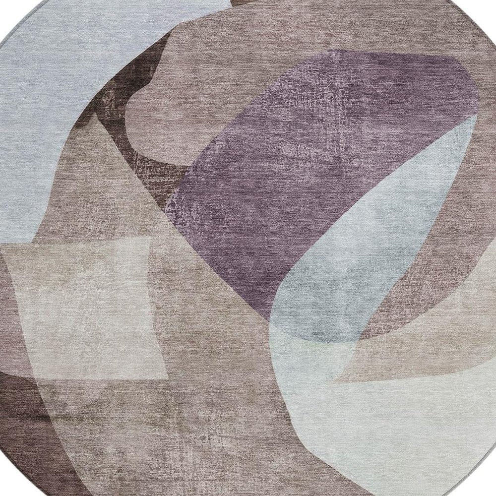 3' X 5' Brown And Taupe Abstract Washable Indoor Outdoor Area Rug