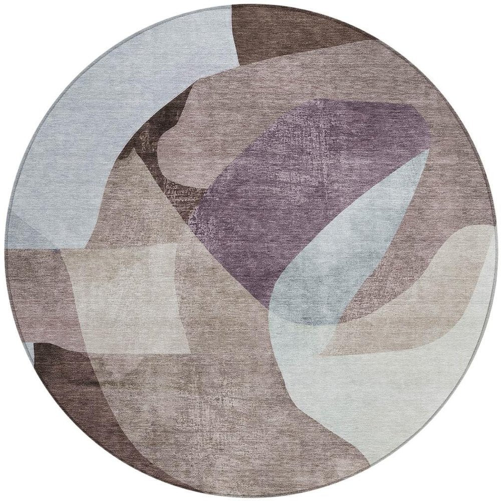 3' X 5' Brown And Taupe Abstract Washable Indoor Outdoor Area Rug