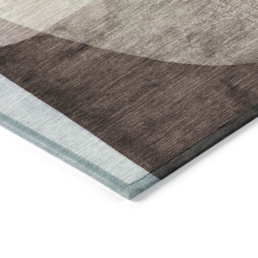 3' X 5' Brown And Taupe Abstract Washable Indoor Outdoor Area Rug