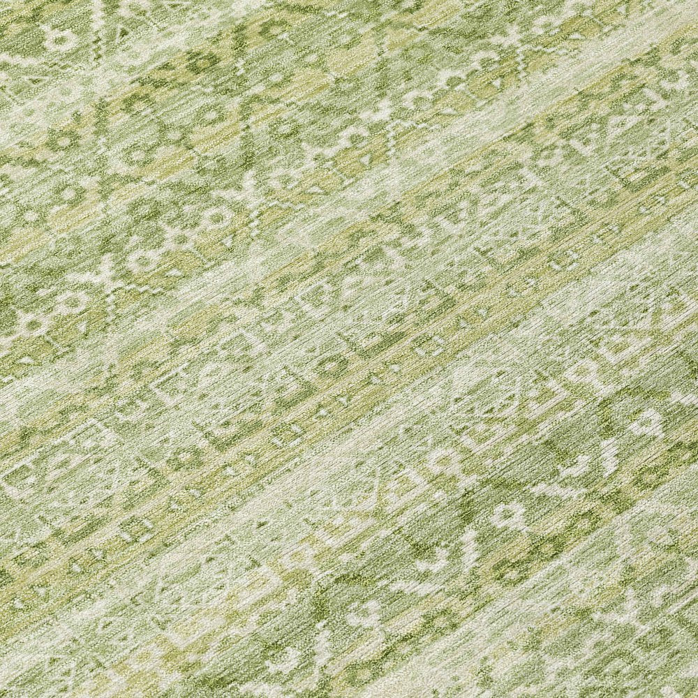 3' X 5' Sage And Ivory Striped Washable Indoor Outdoor Area Rug