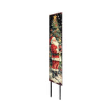 42" Black Red And Green Christmas Santa Solid Wood Garden Stake