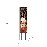 42" Black Gold And Orange Solid Wood Halloween Reversible Garden Stake