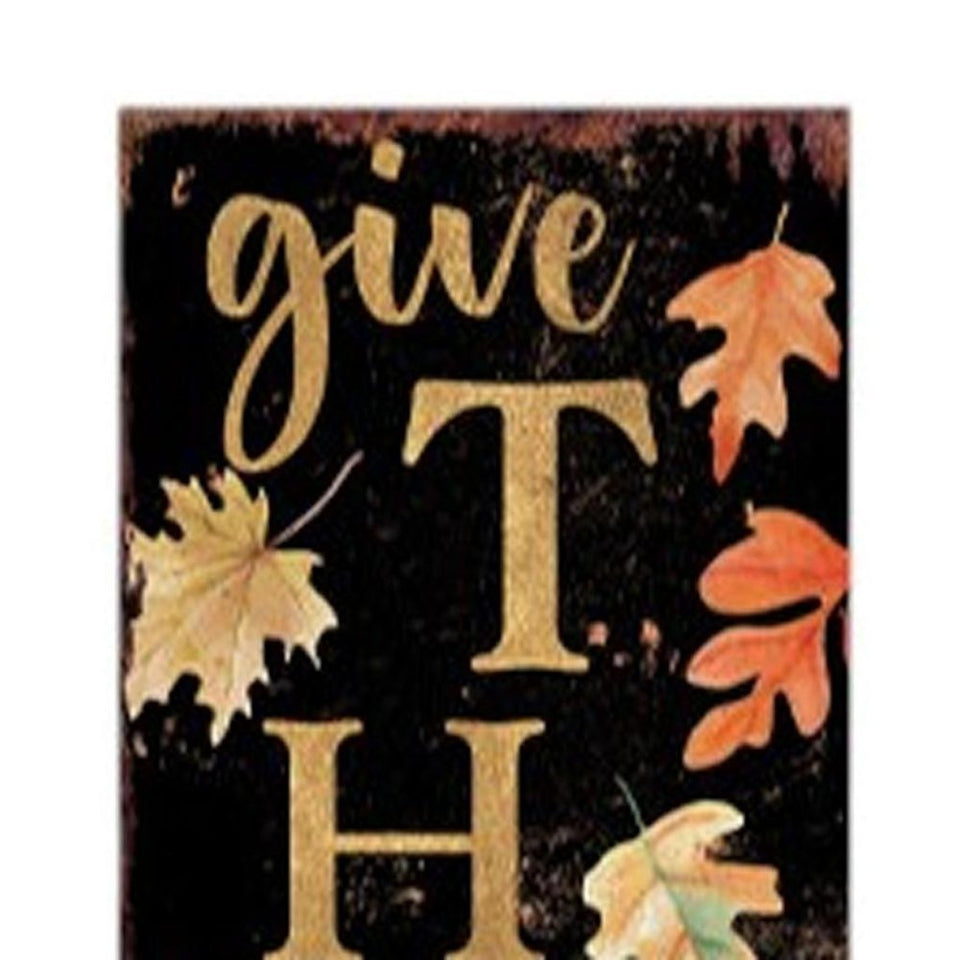 42" Black Gold Orange And Purple Solid Wood Halloween And Thanksgiving Reversible Garden Stake