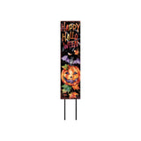 42" Black Orange And Tan Solid Wood Happy Halloween And Fall Owl Reversible Garden Stake