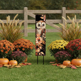 42" Black Orange And Tan Solid Wood Happy Halloween And Fall Owl Reversible Garden Stake