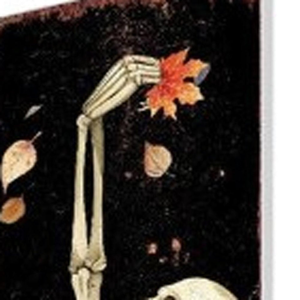 42" Black And White Solid Wood Halloween Skeleton Garden Stake