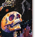 42" Black And Orange Halloween Skeleton Solid Wood Garden Stake