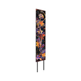 42" Black And Orange Halloween Skeleton Solid Wood Garden Stake