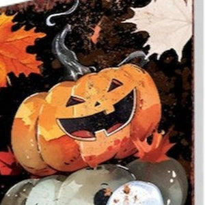 42" Black And Orange Solid Wood Halloween Jack-O-Lantern Garden Stake