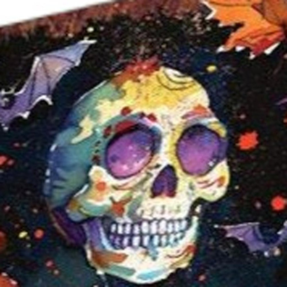 42" Black And Orange Solid Wood Skeleton Happy Halloween Garden Stake