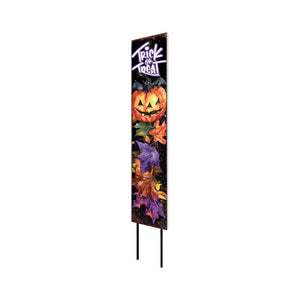 42" Black Orange And Purple Trick or Treat Jack-O-Lantern Solid Wood Garden Stake