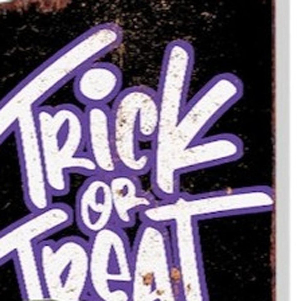 42" Black Orange And Purple Trick or Treat Jack-O-Lantern Solid Wood Garden Stake