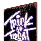 42" Black Orange And Purple Trick or Treat Jack-O-Lantern Solid Wood Garden Stake