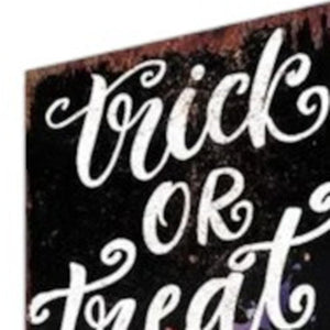 42" Black And Orange Trick or Treat Halloween Skeleton Solid Wood Garden Stake