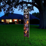 42" Black And Orange Trick or Treat Halloween Skeleton Solid Wood Garden Stake