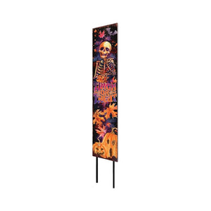 42" Black And Orange Halloween Skeleton Solid Wood Garden Stake