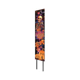 42" Black And Orange Halloween Skeleton Solid Wood Garden Stake