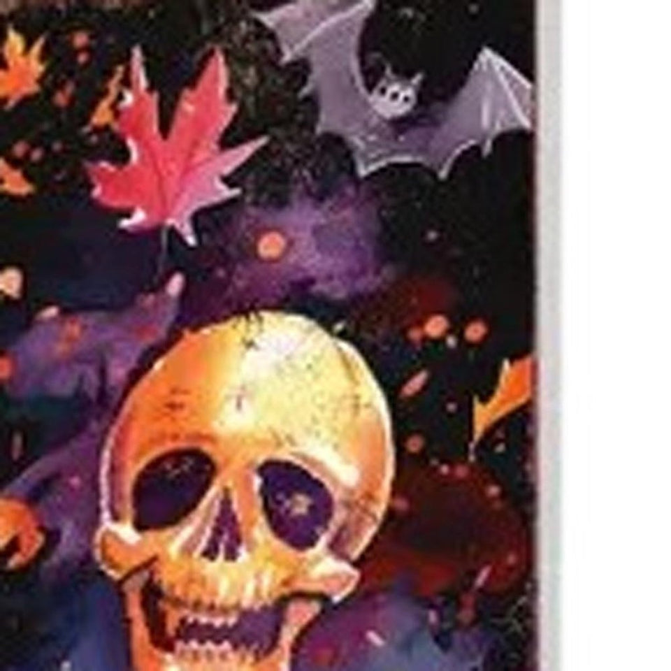 42" Black And Orange Halloween Skeleton Solid Wood Garden Stake