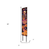 42" Black And Orange Halloween Skeleton Solid Wood Garden Stake