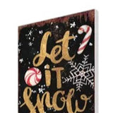 42" Black White Red And Gold Let It Snow Snowman Solid Wood Garden Stake