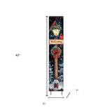 42" Black Brown Red And Green Welcome Christmas Solid Wood Birds Garden Stake