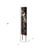 42" Black Red And Green Christmas Chickadee Solid Wood Birds Garden Stake