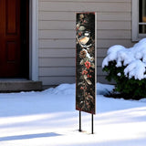 42" Black Red And Green Christmas Chickadee Solid Wood Birds Garden Stake
