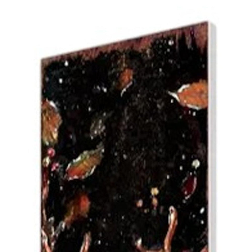 42" Black Red And Green Christmas Solid Wood Deer Garden Stake