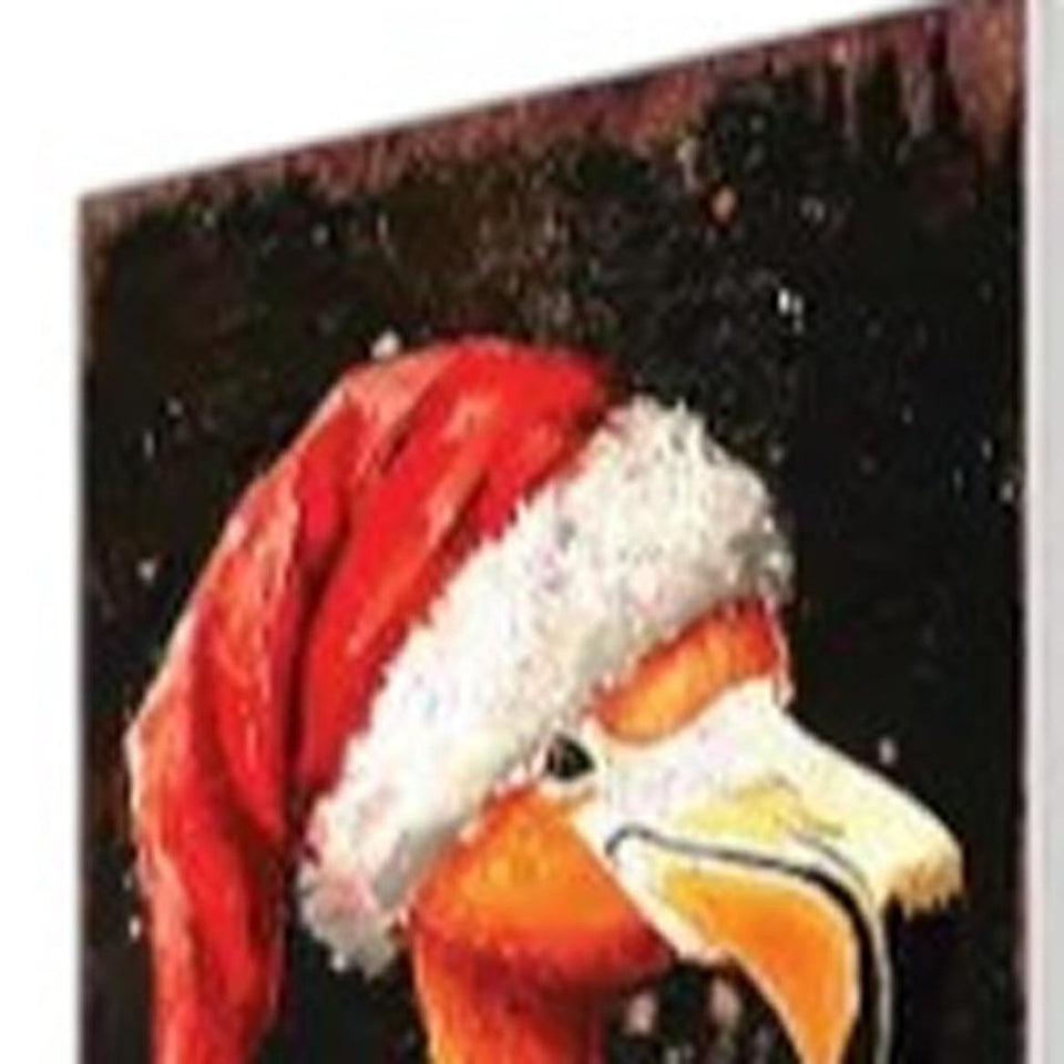 42" Black And Coral Solid Wood Christmas Flamingo Garden Stake