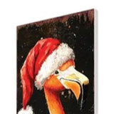 42" Black And Coral Solid Wood Christmas Flamingo Garden Stake