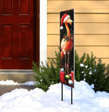 42" Black And Coral Solid Wood Christmas Flamingo Garden Stake