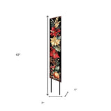 42" Black And Red Solid Wood Christmas Poinsettia Garden Stake